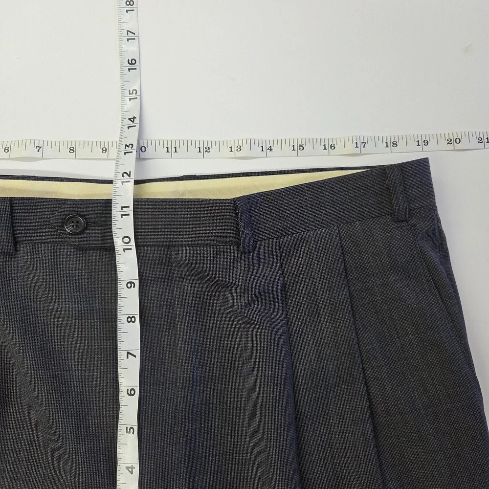 Ralph Lauren Men's Charcoal Blue Plaid Wool Suit 2 Piece Jacket‎ 44R Pants 38x29
